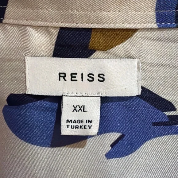 Reiss Scout Abstract Print Cuban Collar Shirt XXL Lightweight and Thin Mint